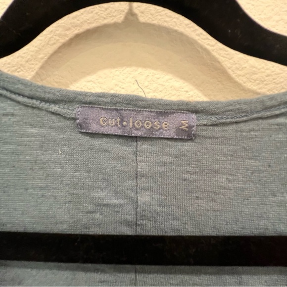 Cut Loose M Long Sleeve A-Line Blue Tunic Cotton Linen Blend Lagenlook Bohemian - Picture 2 of 9